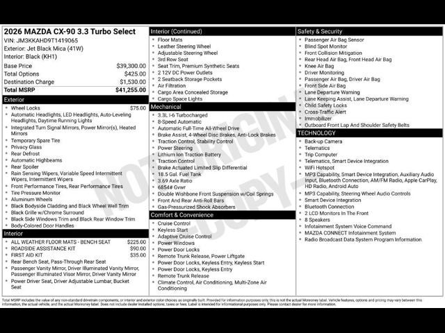 2026 Mazda Mazda CX-90 3.3 Turbo Select AWD