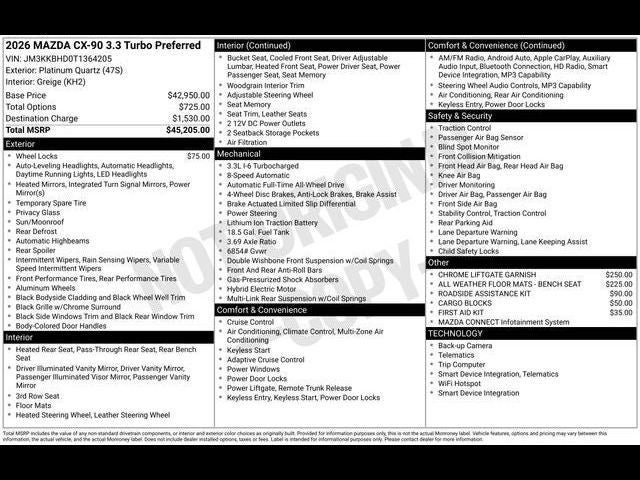 2026 Mazda Mazda CX-90 3.3 Turbo Preferred AWD