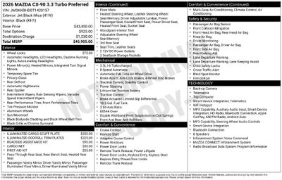2026 Mazda Mazda CX-90 3.3 Turbo Preferred AWD