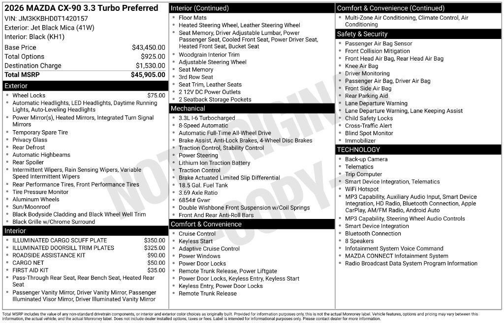 2026 Mazda Mazda CX-90 3.3 Turbo Preferred AWD