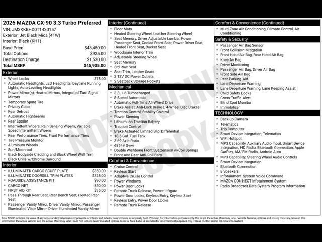 2026 Mazda Mazda CX-90 3.3 Turbo Preferred AWD