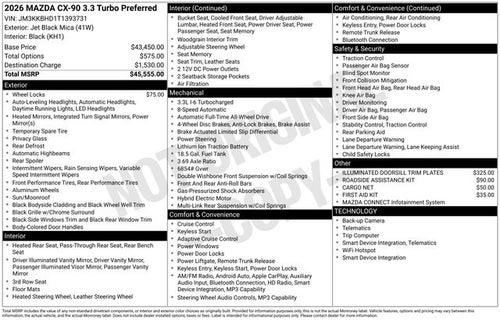 2026 Mazda Mazda CX-90 3.3 Turbo Preferred AWD