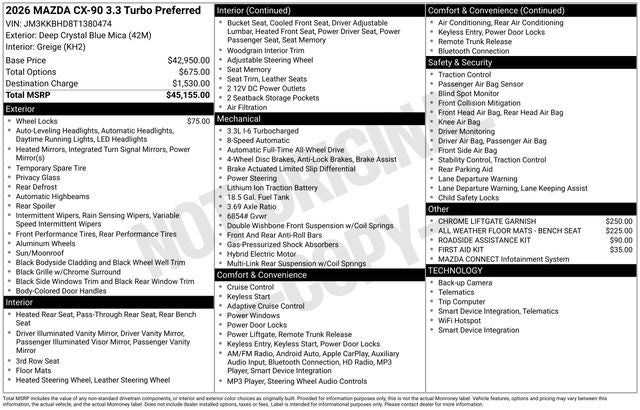 2026 Mazda Mazda CX-90 3.3 Turbo Preferred AWD