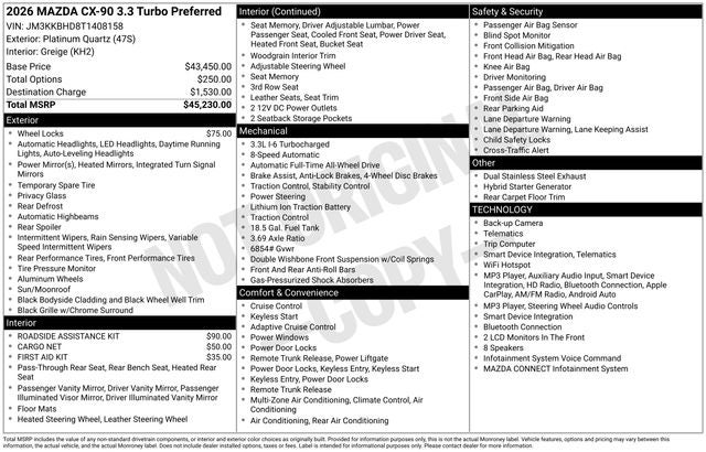 2026 Mazda Mazda CX-90 3.3 Turbo Preferred AWD