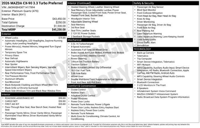 2026 Mazda Mazda CX-90 3.3 Turbo Preferred AWD