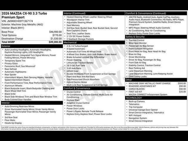 2026 Mazda Mazda CX-90 3.3 Turbo Premium Sport AWD