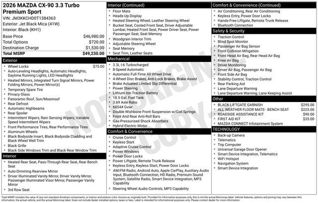 2026 Mazda Mazda CX-90 3.3 Turbo Premium Sport AWD
