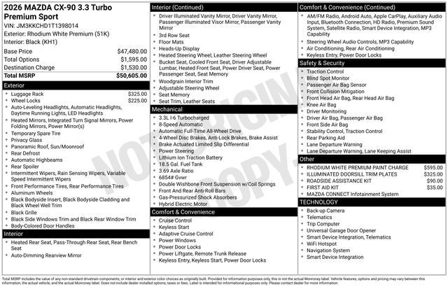 2026 Mazda Mazda CX-90 3.3 Turbo Premium Sport AWD
