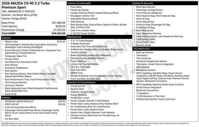 2026 Mazda Mazda CX-90 3.3 Turbo Premium Sport AWD