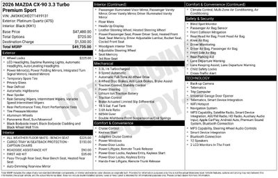 2026 Mazda Mazda CX-90 3.3 Turbo Premium Sport AWD