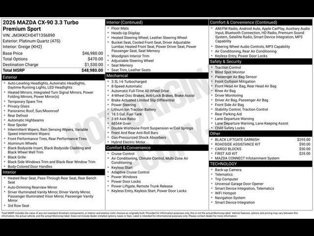 2026 Mazda Mazda CX-90 3.3 Turbo Premium Sport AWD