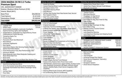 2026 Mazda Mazda CX-90 3.3 Turbo Premium Sport AWD