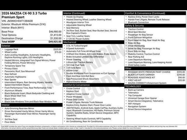 2026 Mazda Mazda CX-90 3.3 Turbo Premium Sport AWD