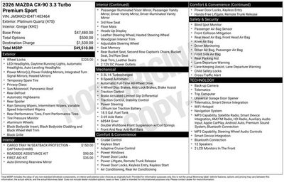 2026 Mazda Mazda CX-90 3.3 Turbo Premium Sport AWD