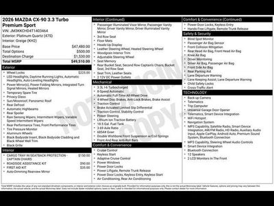 2026 Mazda Mazda CX-90 3.3 Turbo Premium Sport AWD