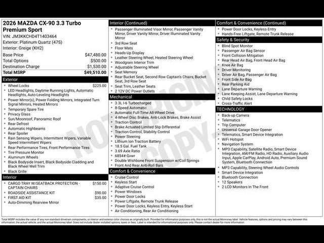 2026 Mazda Mazda CX-90 3.3 Turbo Premium Sport AWD