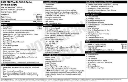 2026 Mazda Mazda CX-90 3.3 Turbo Premium