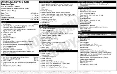 2026 Mazda Mazda CX-90 3.3 Turbo Premium Sport AWD