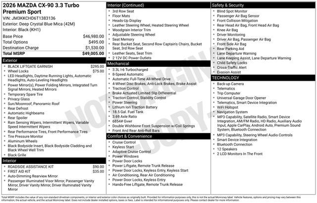 2026 Mazda Mazda CX-90 3.3 Turbo Premium Sport AWD