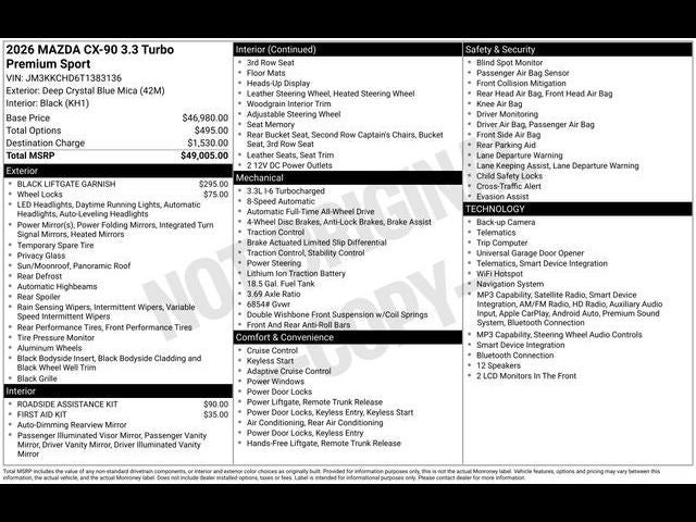 2026 Mazda Mazda CX-90 3.3 Turbo Premium Sport AWD