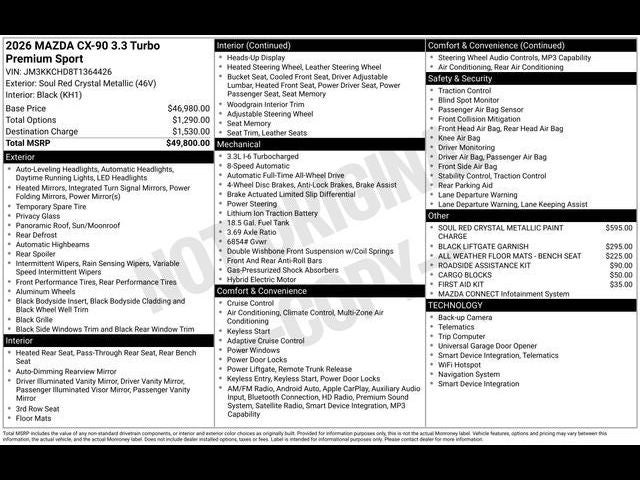 2026 Mazda Mazda CX-90 3.3 Turbo Premium Sport AWD