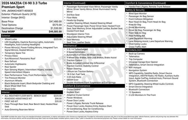 2026 Mazda Mazda CX-90 3.3 Turbo Premium