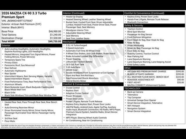 2026 Mazda Mazda CX-90 3.3 Turbo Premium Sport AWD
