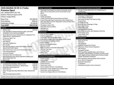 2026 Mazda Mazda CX-90 3.3 Turbo Premium Sport AWD