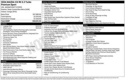 2026 Mazda Mazda CX-90 3.3 Turbo Premium Sport AWD