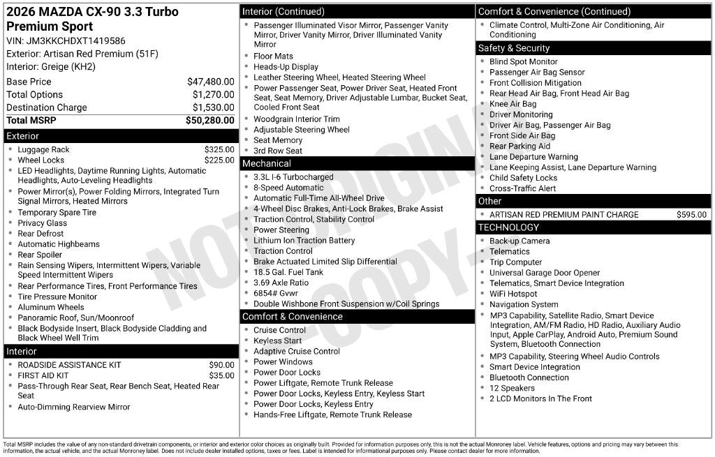 2026 Mazda Mazda CX-90 3.3 Turbo Premium Sport AWD