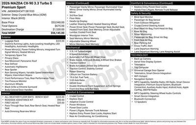 2026 Mazda Mazda CX-90 3.3 Turbo S Premium Sport AWD