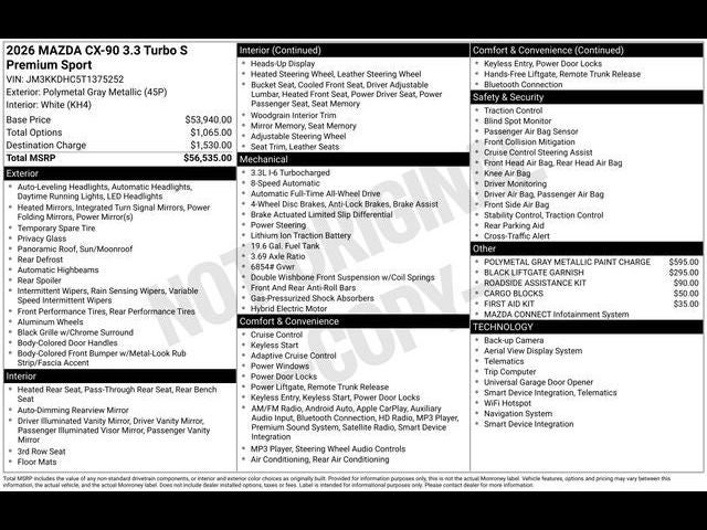 2026 Mazda Mazda CX-90 3.3 Turbo S Premium Sport AWD