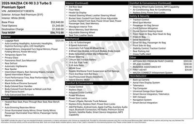 2026 Mazda Mazda CX-90 3.3 Turbo S Premium Sport AWD