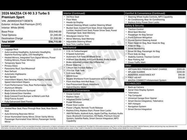 2026 Mazda Mazda CX-90 3.3 Turbo S Premium Sport AWD