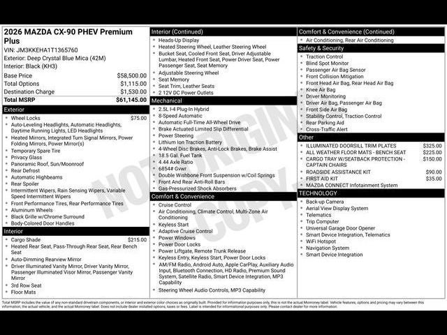 2026 Mazda Mazda CX-90 Plug-In Hybrid Premium Plus AWD