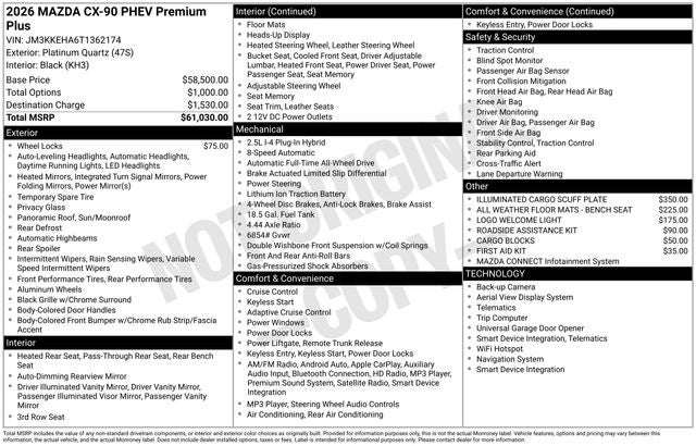 2026 Mazda Mazda CX-90 Plug-In Hybrid Premium Plus AWD