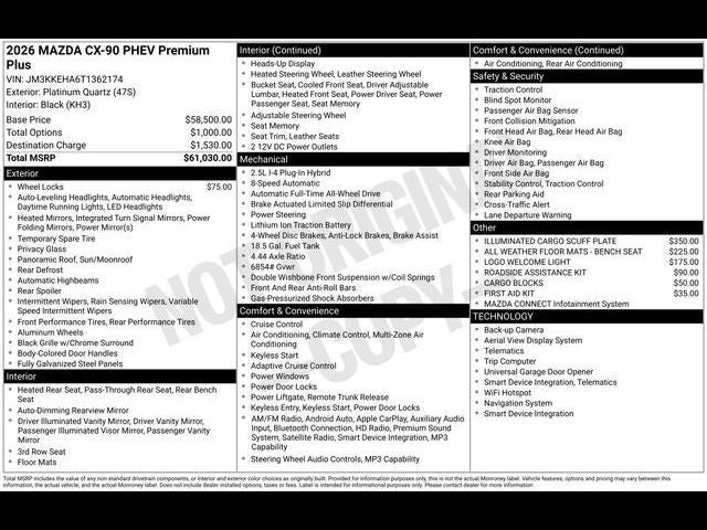 2026 Mazda Mazda CX-90 Plug-In Hybrid Premium Plus AWD