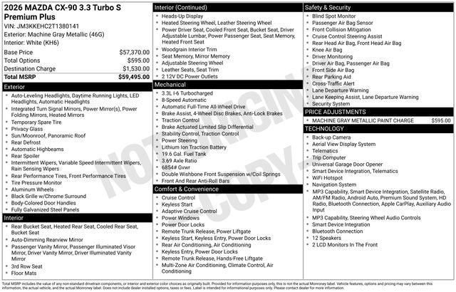 2026 Mazda Mazda CX-90 3.3 Turbo S Premium Plus AWD