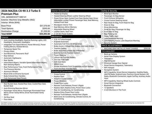 2026 Mazda Mazda CX-90 3.3 Turbo S Premium Plus AWD