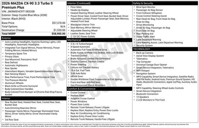 2026 Mazda Mazda CX-90 3.3 Turbo S Premium Plus AWD