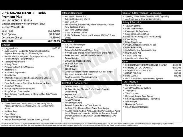 2026 Mazda Mazda CX-90 3.3 Turbo Premium Plus AWD