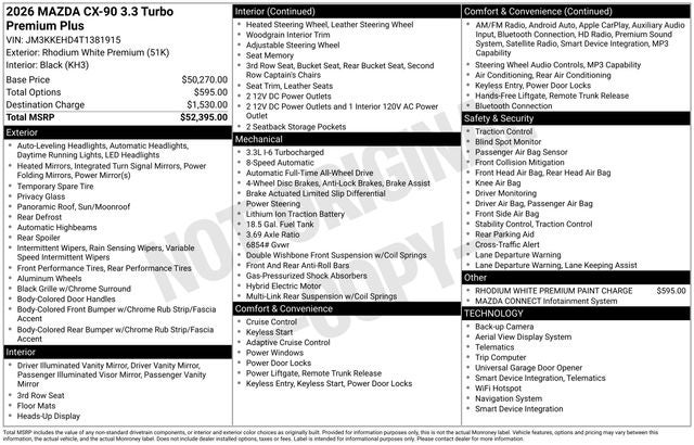 2026 Mazda Mazda CX-90 3.3 Turbo Premium Plus