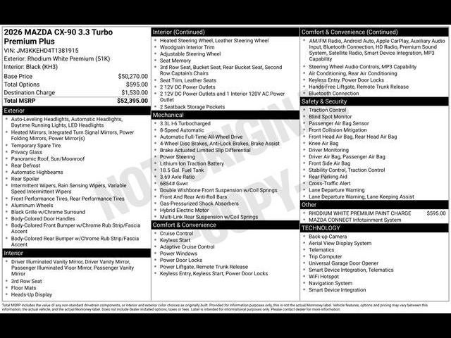 2026 Mazda Mazda CX-90 3.3 Turbo Premium Plus AWD