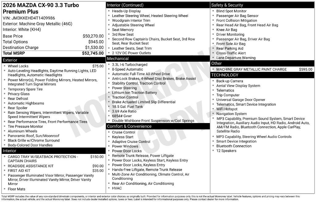 2026 Mazda Mazda CX-90 3.3 Turbo Premium Plus