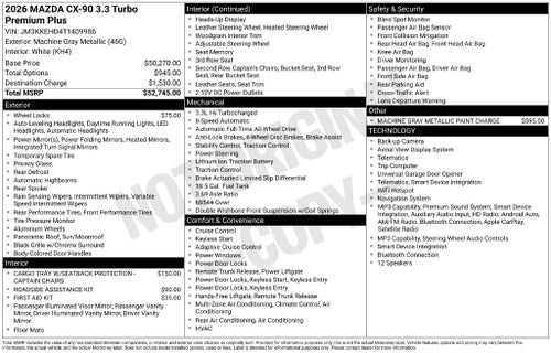 2026 Mazda Mazda CX-90 3.3 Turbo Premium Plus