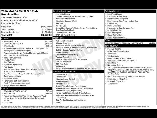 2026 Mazda Mazda CX-90 3.3 Turbo Premium Plus AWD