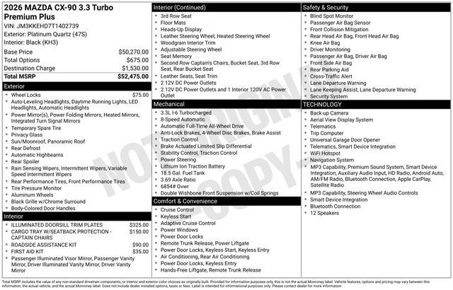 2026 Mazda Mazda CX-90 3.3 Turbo Premium Plus AWD