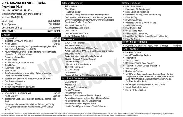 2026 Mazda Mazda CX-90 3.3 Turbo Premium Plus AWD
