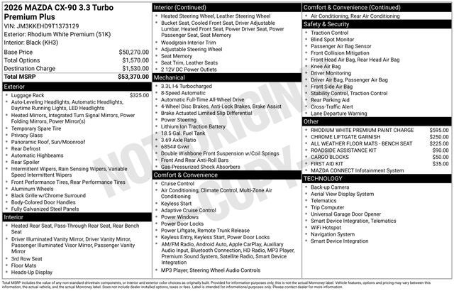 2026 Mazda Mazda CX-90 3.3 Turbo Premium Plus AWD