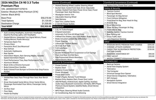 2026 Mazda Mazda CX-90 3.3 Turbo Premium Plus AWD